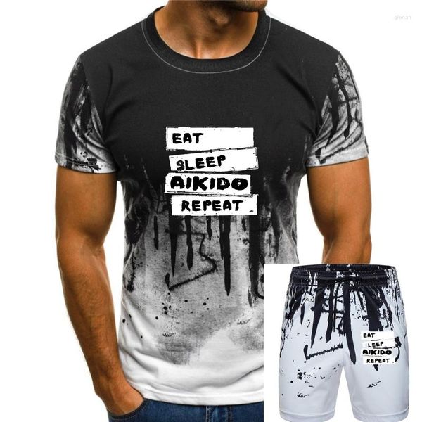 Мужские футболки T Aikido для мужчин боевое искусство каратэ Печать одежды с коротки