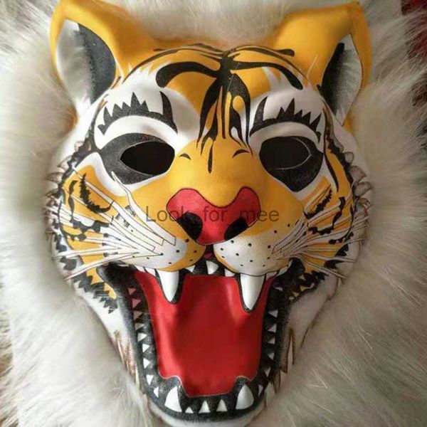 Plüsch Tiermaske Tiger Maske Weiches Fell Halloween Plastikmaske Kinderspielzeug Maskerade Party Aktivitäten Cosplay HKD230810