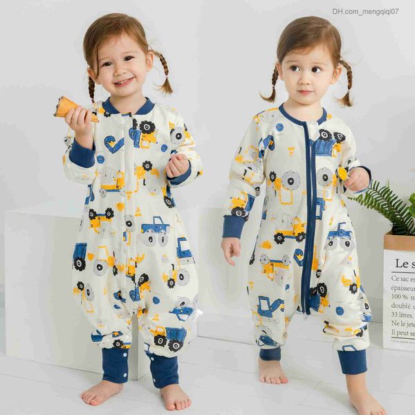 Пижама Детский спальный мешок с ногами носимые одеяло с длинными рукавами новорожденные хлопковые спальные мешки подходят для детской пижамы Z230810