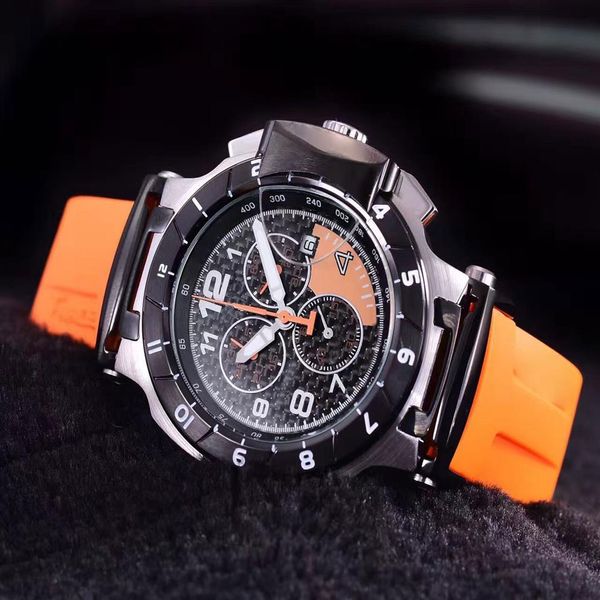 ВСЕГО T048 Круглый T-Race Orange Limited Edition Star 1853 Хронограф Quartz Япония резиновый ремешок мужчины смотрят наручные часы мужские WAT2504