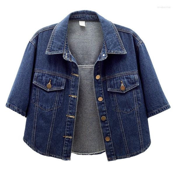 Damenjacken 2023 Frühling Sommer Vintage Denim Mantel Frauen Mode Kurze Halbarm Einfarbig Jeans Jacke Weibliche Oberbekleidung Flut G2477