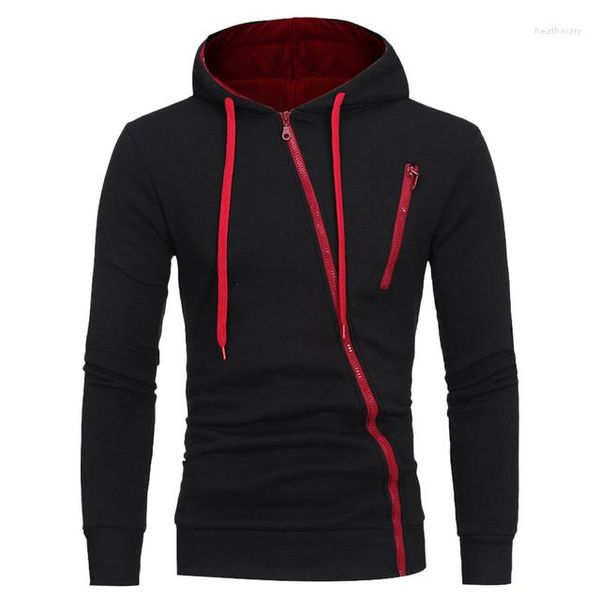 Männer Hoodies Herren Diagonal Zipper Design Reine Farbe Lange Hülse Dünne Hoodie Casual Kapuze Sport Sweatshirts Männer Streetwear 2023