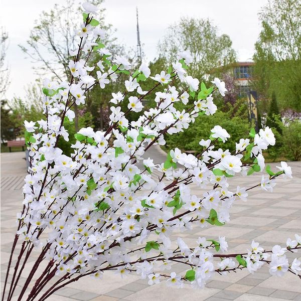 Flores decorativas para decoração de casa 65 cm / 125 cm artificial primavera ameixa pêssego ramo flor de seda árvore buquê falso casamento