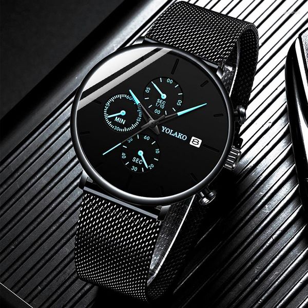 Нарученные часы Reloj Hombre Mens Fashion Watches Степень из нержавеющей стали Календарь ленты Quartz Watch Men Casual Clock Relogio Masculino