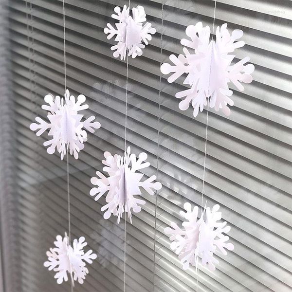 Decorações de Natal 12 Pçs 3M Festa Flocos de Neve 3D Floco de Neve Oco Guirlandas de Papel Enfeite Neve Falsa Decoração de Inverno Para Casa