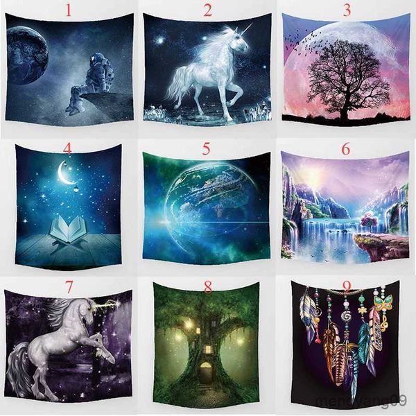 Arazzi motivi di bellezza di bellezza murate murales murali rettangolare a muro di taglio e stazione spaziale Mirror wall art tapestry r230810