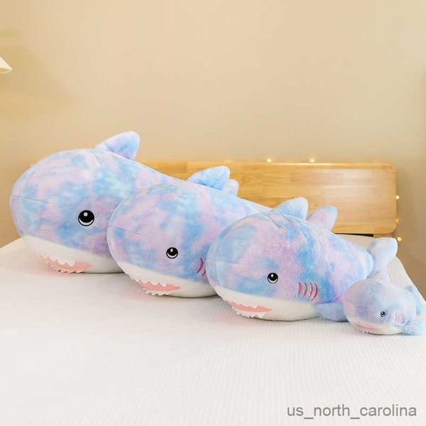 Animali di peluche imbottiti 28/65/80/100 cm Big Phrush Shark Toys Pieno cuscino di squalo piatto pesce animale per bambini regali di compleanno R230810
