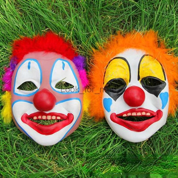 Bambini da donna Donne Full Faather Funny Funny Scary Clown Mask Masquerade Cosplay Costume Accessori Props Red Masches Christmas HKD230810