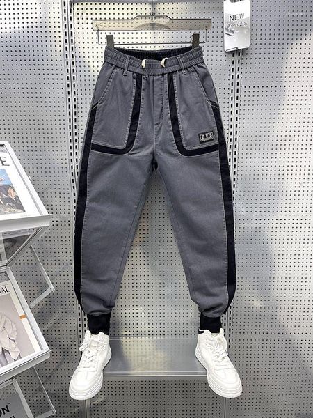 Мужские джинсы летние тонкие сшивающие модные брюки хип -хоп.