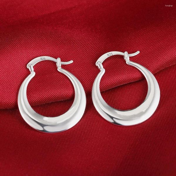 Orecchini a cerchio 3 cm 925 Sterling Silver Fashion Round Grandi donne Bella creatività Regali a mezzaluna Gioielli di fidanzamento