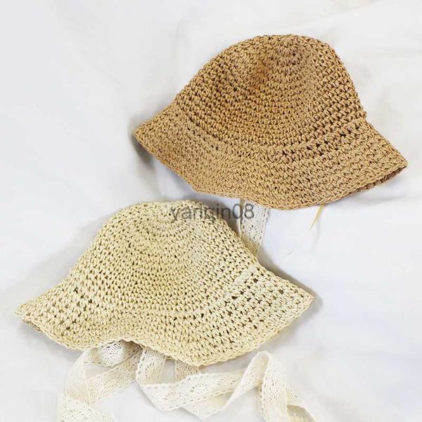 Cappelli a bordo larghi cappelli a secchio 2023 cappello da bambino in pizzo di moda per neonati estiva per neonaio capocciano beach beach hat cappello principessa cappelli e cappelli per bambini hkd230810