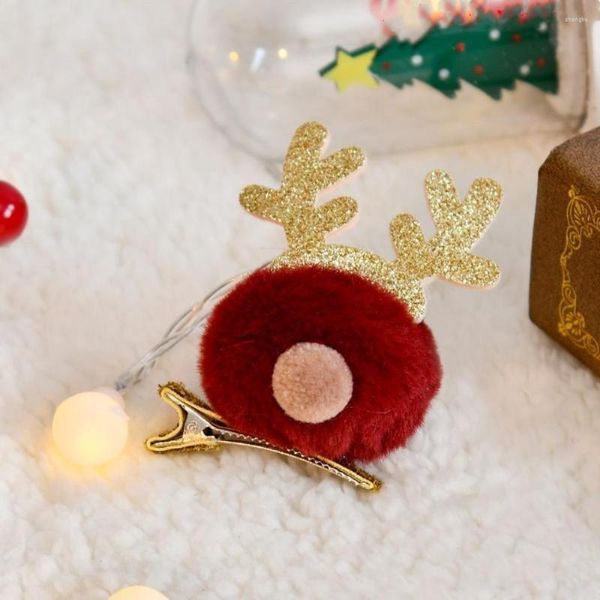 Haarschmuck 4 Stile Weihnachten Plüsch Haarnadel Ball Winter Mode Kinder Top Clip Elch Entenschnabel Geweih süß