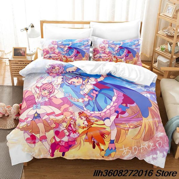 Постилочные наборы Hirogaru Sky Pretty Cure Set Single Twin Full Queen King Size Size Bed для взрослых детских спальни для спальни, наборы аниме девушки 230809