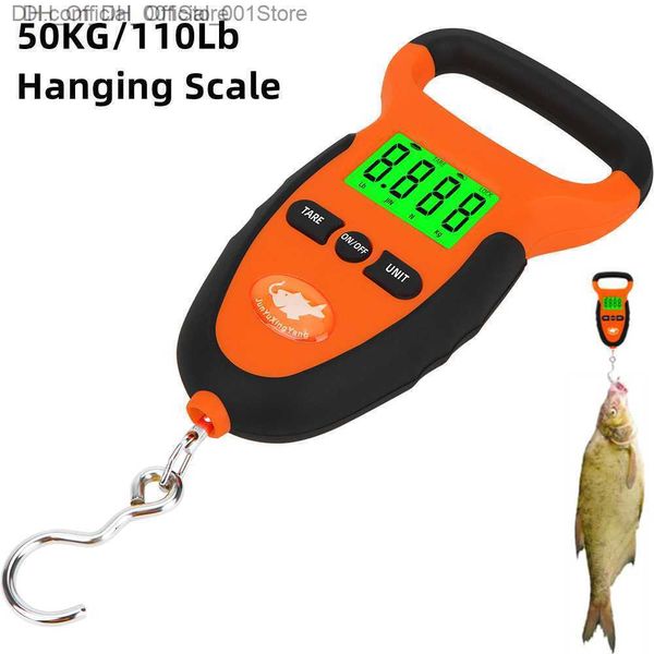 50kg/110lb Taşınabilir LCD Dijital Süspansiyon Ölçeği Balıkçılık Seyahat Bagajı Tartım Ölçeği Hook Vinç Süspansiyon Ölçeği Aile Çiftliği Z230811