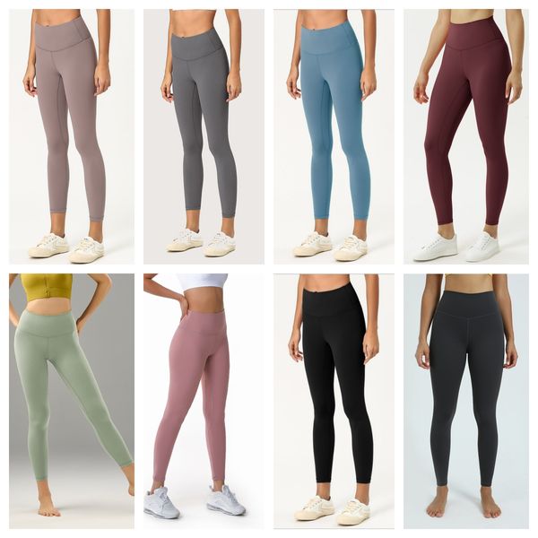 LU Leggings de cintura alta para fantasias femininas – Calças de ioga com controle de barriga macia e amanteigada para treino e corrida