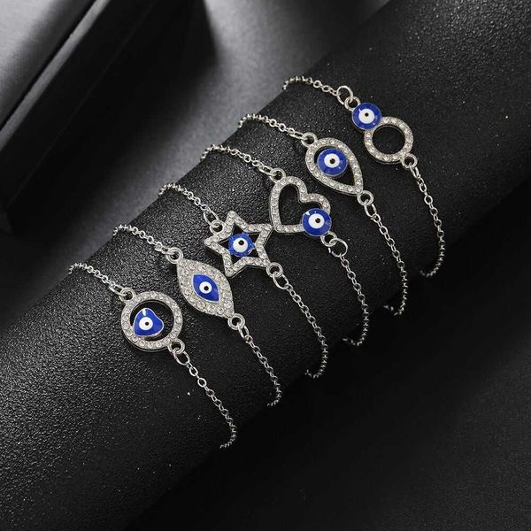 Braccialetti di fascino Trendy Lucky Crystal Blue Evil Eye Braccialetti per le donne CZ Zircon Heart Star Circle Link Link Bracciale Modera regolabile