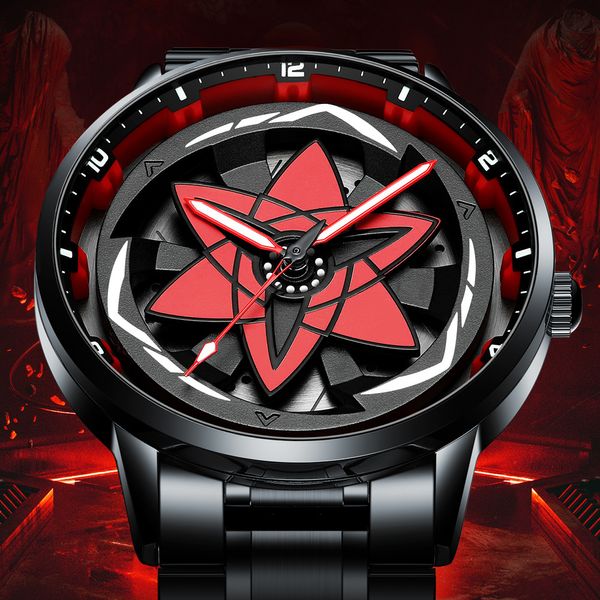 Armbanduhren Original 3D Offizielle Rim Sha Rinn Gann Uhr Spinnning Großhandel Cartoon-Figuren Uhren Quarz Wasserdicht 360 Drehen 230809
