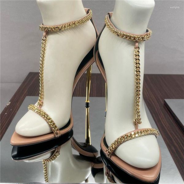 Sapatos sociais Verão Feminino Couro Nu Peep Toe Super Salto Fino T Strappy Elegante Bombas Sexy Stiletto Casamento Baile Noite