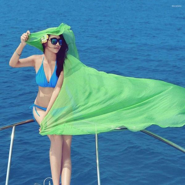 Eşarp Aksesuarlar Düz renkli plaj şal bikini kapak Kore tarzı kadın sarar güneş koruyucu eşarp yaz büyük