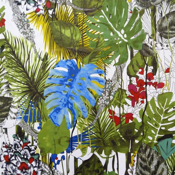 Digitaldruck, mehrfarbig, tropische Pflanze, Samt, Stuhlpolsterung, Sofastoff, dekorativer Sessel, Blumen-Kissenbezug, Stoff, 140 cm, 271z