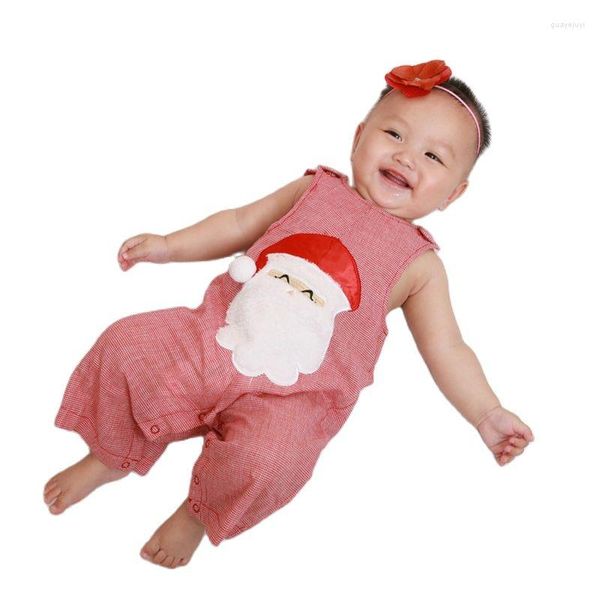 Conjuntos de roupas de bebê macacão de natal para menino menina sem mangas vestido fantasia de papai noel ano
