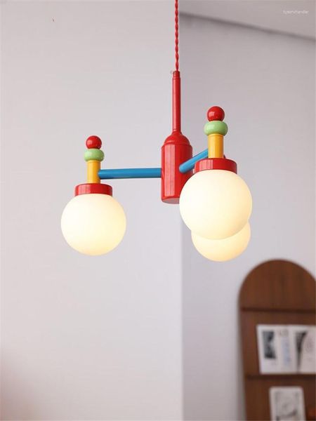 Lampadari Colore nordico Lampadario in vetro a tre teste Camera dei bambini Arredamento camera da letto Soggiorno Sala da pranzo Interior Design Creatività Illuminazione