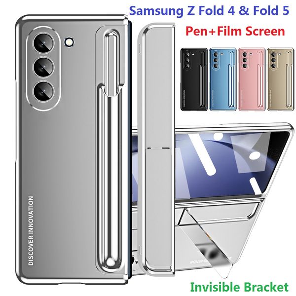 Stealth Rack Custodie per Samsung Galaxy Z Fold 4 Custodia rimovibile 2 in 1 Cerniera invisibile Portapenne Cover protettiva per pellicola