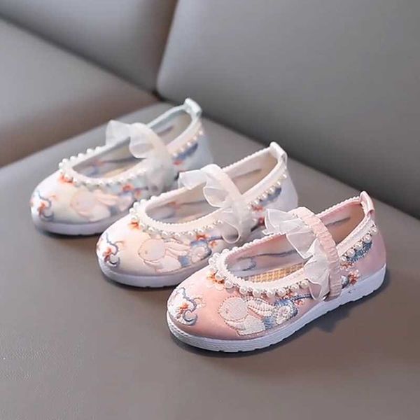 Turnschuhe Mädchen Leistung Casual Schuhe Kinder Baby Kinder Chinesischen Stil Floral Perle Handgemachte Alte Schuhe Schuhe R230810