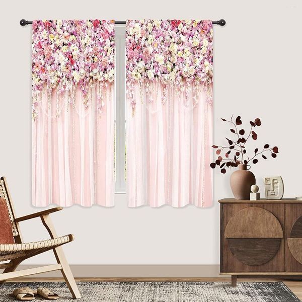 Занавес розовые свадебные цветочные шторы для женщин девочек из гостиной