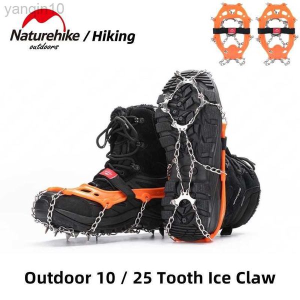 Kaya koruması doğahike açık kramponlar 10 /25 dişler paslanmaz çelik kar kaymaz dağcılık kar pençe ayakkabı kapsar Dış mekan ekipmanları HKD230810