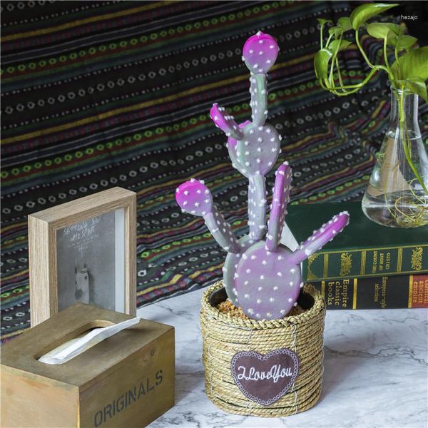 Fiori decorativi NCYP Modern 43cm Pink Green Cactus artificiale Falso Faux Desert Piante grasse con vaso di fiori per la casa Decorazioni per il giardino