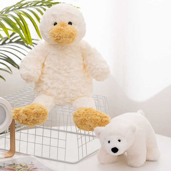 Animali di peluche ripieni 1pc 26-50cm Anatra riccia giocattoli di peluche Orso polare Farcito morbido Cartoon Animal Doll Baby Kids Toys Decorazione della casa