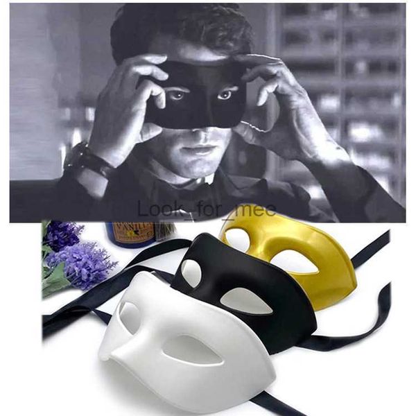 Halloween Props Prom Black Maske Halbgesicht Erwachsener weiß verdickte Augenmaske Herren Retro Weihnachtsbedarf HKD230810