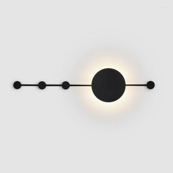 Lampada da parete Nordic Round Point Line Surface Black Industrial Wind Corridoio Soggiorno Camera da letto Comodino Appendiabiti