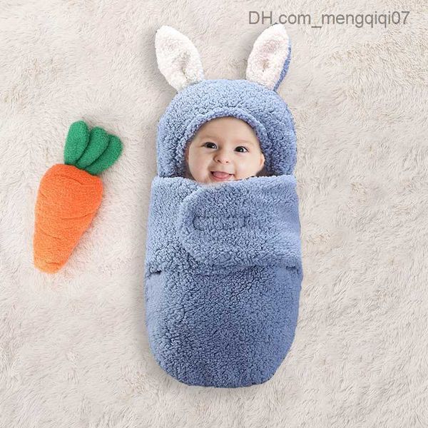 Pijamalar bebek uyku tulumu süper yumuşak ve kabarık tavşan kadife yenidoğan alıyor battaniye erkek bebek kız giyim uyku kreş ambalaj swaddle z230811