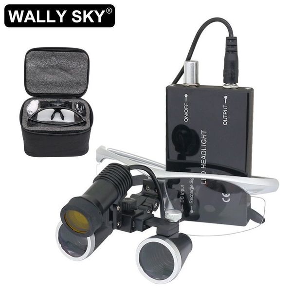 Outros Instrumentos Ópticos Lupas Dentárias Lupa Binocular 2,5X 3,5X Caixa de Pano com Lâmpada de Cabeça LED Opcional Farol Bateria Recarregável Filtro Amarelo 230809