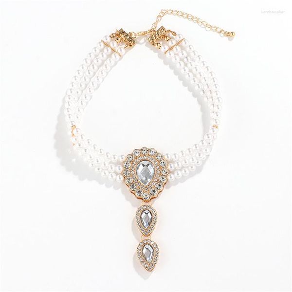 Подвесные ожерелья моды индивидуальность дизайн дизайн легкий роскошный свадебный многослойный хрустальный женский подарок