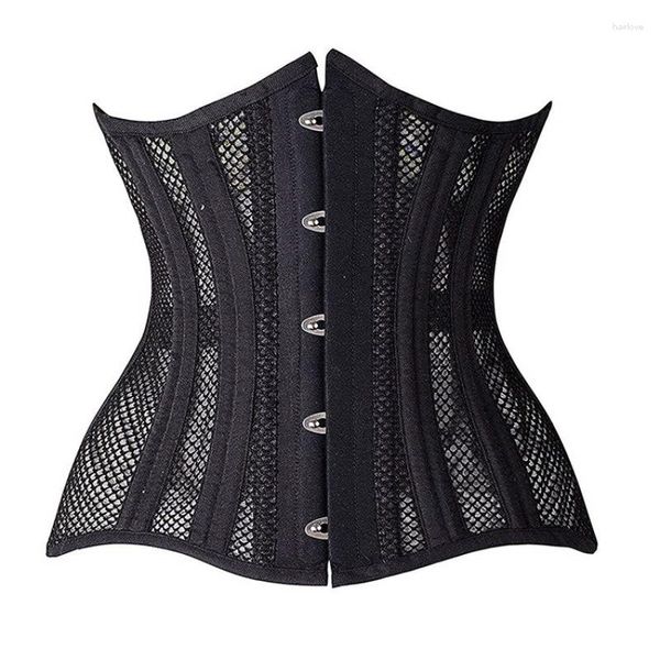 Damen Shapers Heavy Duty Korsett Double Steel Boned Waist Trainer Korsetts Unterbrust Body Shaper Mesh 24 Bones Kleidung