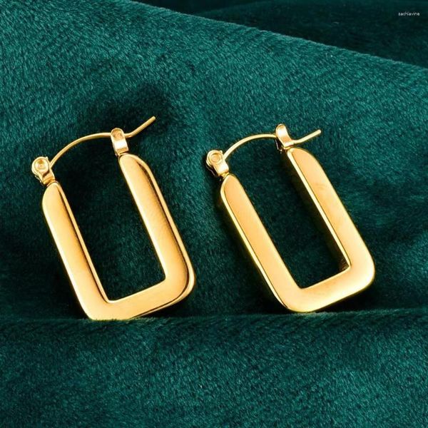 Orecchini a cerchio Trendy Simple Gold Color For Women Girl Geometric Square Orecchino in acciaio inossidabile Gioielli per feste Regali ZK40