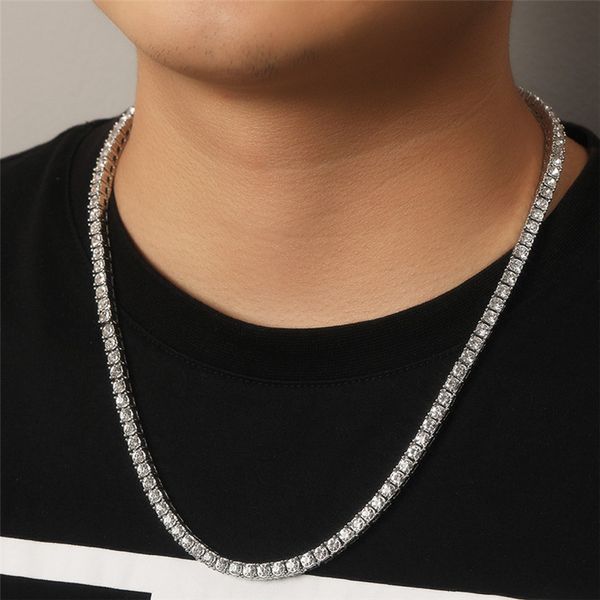 3-4-мм модные панк-мужские ожерелья дизайнерские теннисные ожерелья для женской вечеринки южноамериканское сплав Серебряный Человек Алмаз