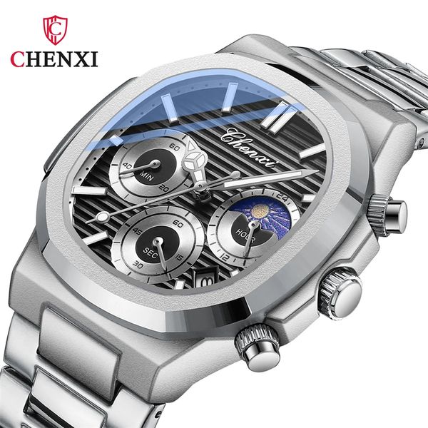 Relógios de pulso CHENXI 922 Business Watch para homens data de quartzo com cronógrafo de aço inoxidável luminoso masculino Clcok 2023 230809