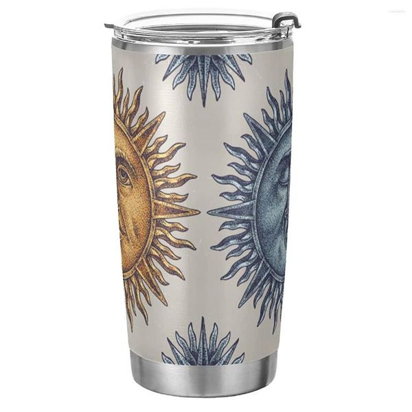 Tassen Tumbler Moon Sun Golden Blue Isolierte Kaffeetasse Getränkebehälter Reise