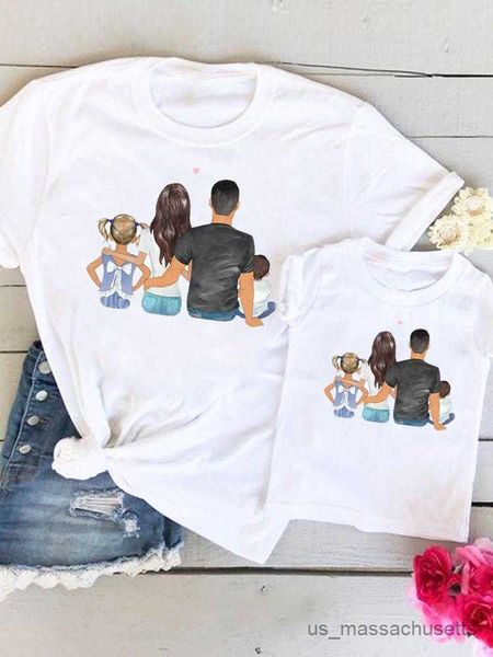 Aile Eşleşen Kıyafetler Aile Eşleşen Kıyafetler Fil Hayvan Kadınları Seviyor Çocuk Çocuk Yaz Anne Mama Anne Tshirt Tee T-Shirt Giysileri R230810