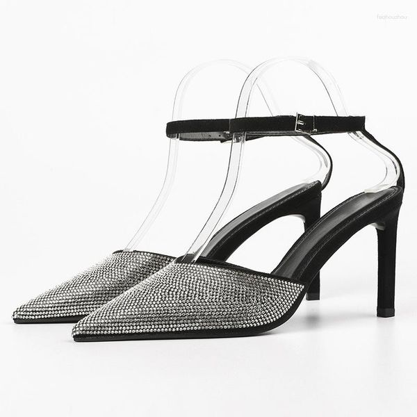 Eine Wortschnalle elegante Sandalen verkaufen Hochzeits Sommer Frauen Schuhe spitz Zehen Stiletto High Heels Design sexy Pumps 5