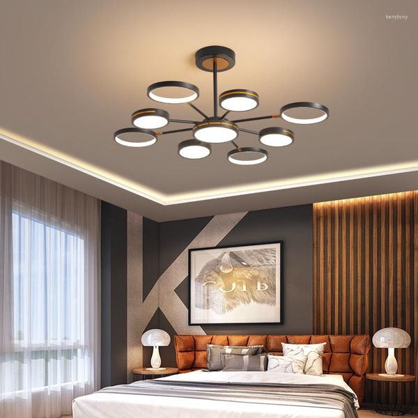Люстры светодиодная подвеска люстра современная для гостиной зал кухни черный дизайн висящий потолочный лампа спальня домашнее внутреннее освещение