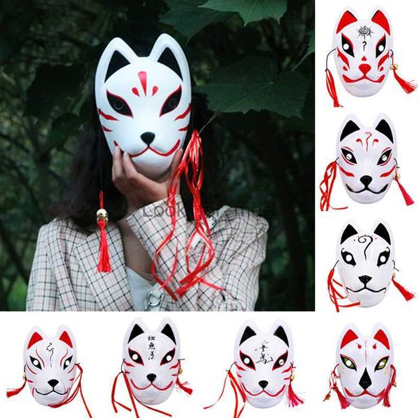 Anime Demon Slayer Fox Mask japonês gato de gato completo Festival Festival Máscara Bola Kabuki Kitsune Cosplay Party Photo Prop HKD230810