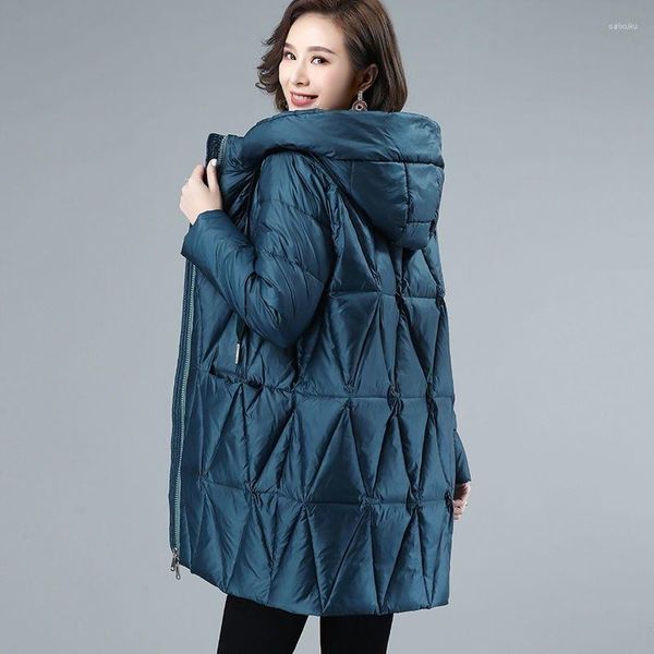 Женские траншевые пальто 2023 зимняя женщина Женская одежда Негабаритная парка с капюшоном вниз по хлопковой куртке с длинным рукавом густое теплое пух