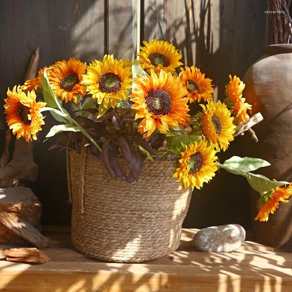 Dekorative Blumen, Einzelkopf-Sonnenblume, Simulationsblume, getrocknete Wohnzimmer-Dekoration, Sonne, gefälschte Seide