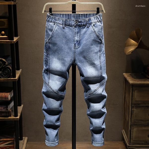 Jeans da uomo 2023 primavera elastico in vita larghi pantaloni in denim di cotone elasticizzato moda coreana pantaloni taglie forti 5XL 6XL 7XL