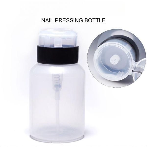 200ml 6.8oz Boş Pompa Dispenser Sıvı UV Jel Cilası Tırnak Sanatı Cilası Temiz Şişe Cilası Temizleyici Şişe W/ kilitlenebilir Flip Üst Kapak JL1860